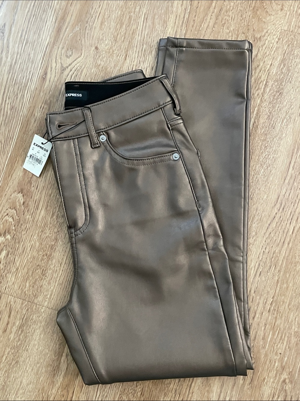 Express Faux Leather Skinny Pants in Dark Brown